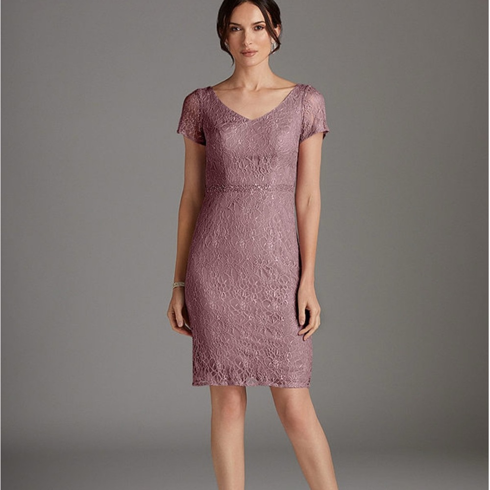 Azazie Dusty Rose Lace Midi Dress